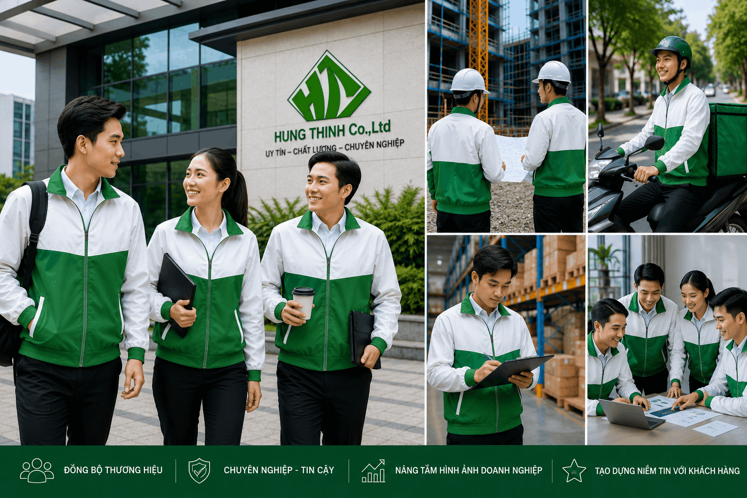 Nhân viên mặc áo khoác đồng phục công ty khi làm việc may ao khoac dong phuc doanh nghiep , may áo gió đồng phục (3)